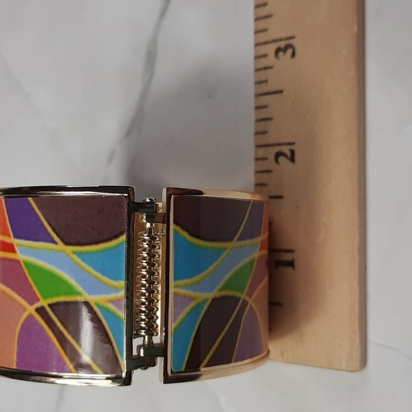 Multi-color Wide Hinge Cuff Bracelet - Picture 6 of 6